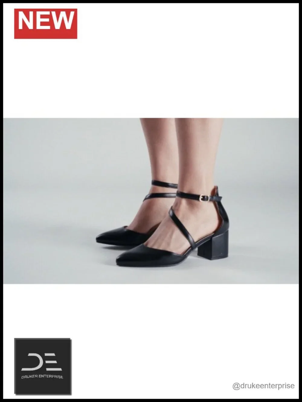 Faux Leather Block Heel Pumps with Ankle Strap, Pointed Toe
